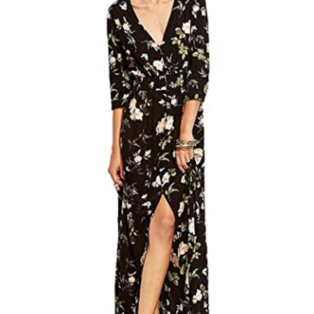 LONG Black Floral Dress